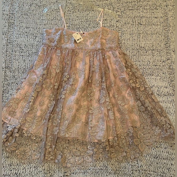 Free People All That Glitters Babydoll Lace Minidress in Ivory Combo Size M NWT - Picture 4 of 7